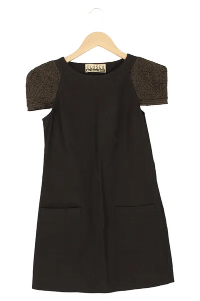 CLOSED Freizeitkleid Damen Gr. S 36 Schwarz Baumwolle Elegant Stickerei