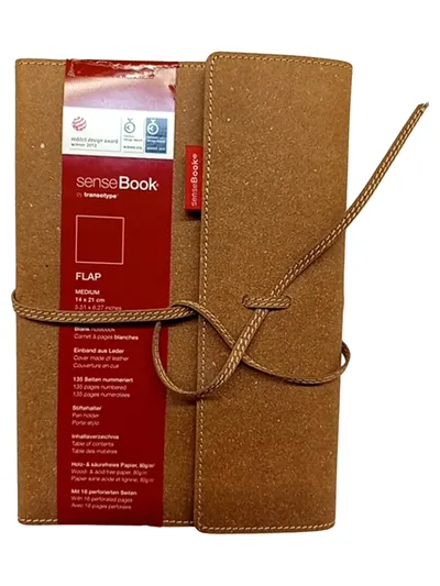 transotype senseBook Notizbuch A5 Medium Braun Leder Stiftehalter 135 Seiten