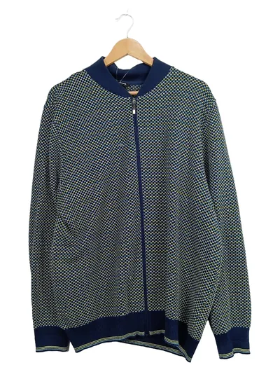 Walbusch Herren Strickjacke Gr. 56/3XL Blau Baumwolle Reißverschluss