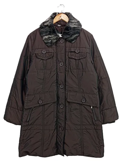 CARNABYS LONDON Damen Steppjacke Gr. 42/XL Braun Klassisch Elegant Fellkragen
