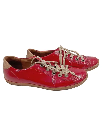 PAUL GREEN Damen Sneaker low Gr. 37 Rot Lack Optik Casual Freizeitschuh
