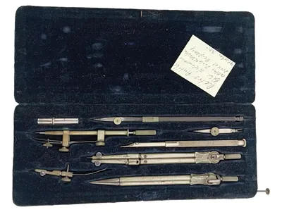 Gebr. Wichmann Zirkelset Zeichengeräte Präzisionsinstrumente Vintage Silber