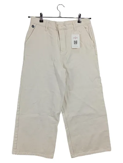 BRAVA FABRICS Stoffhose Herren W28 Beige Baumwolle Wide Leg Casual