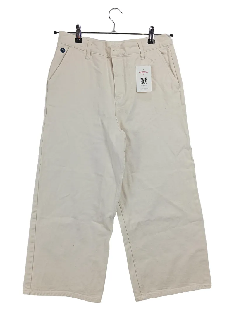 BRAVA FABRICS Stoffhose Herren W28 Beige Baumwolle Wide Leg Casual 2