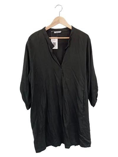 Xuna Damen Blusenkleid Gr. 40/L Schwarz Lyocell Klassisch Elegant Midi