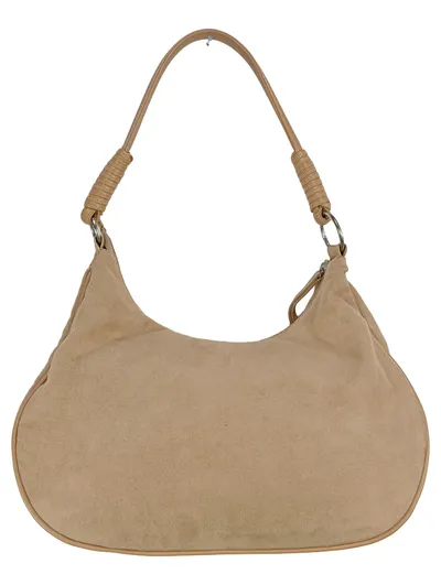 JAGO Henkeltasche Damen Beige Vintage Elegant Schultertasche 34cm breit