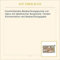 Djeco Wimmelpuzzle Mittelalter Burg Ritter 100 Teile Beobachtungspuzzle 1