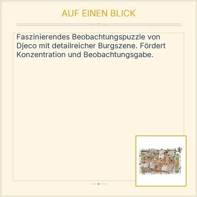 Djeco Wimmelpuzzle Mittelalter Burg Ritter 100 Teile Beobachtungspuzzle