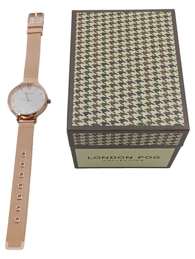 LONDON FOG Damen Armbanduhr LF005RG Elegant Gold Edelstahl Mesh-Armband