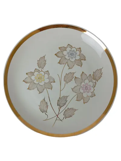 BAVARIA PORZELLAN Sammelteller Vintage Blumen Weiß Goldrand 30cm Porzellan