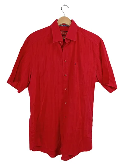 LEONARDO Herren Kurzarmhemd Rot Gr. M Business Casual Hemd Baumwolle