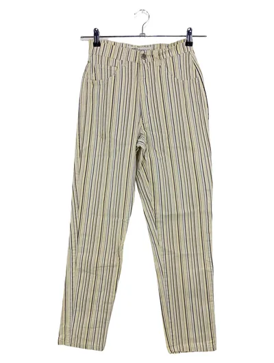 KENNY S. Damen Stoffhose Gr. 38/30 Gelb Gestreift Casual Baumwolle Elasthan