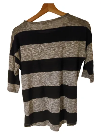 Mavi Damen Langarmshirt Gestreift Gr. S Schwarz Grau Casual Shirt Rundhals Top