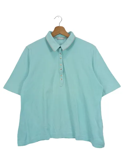 RABE Damen T-Shirt Gr. 44/L Blau Klassisch Casual Kurzarm