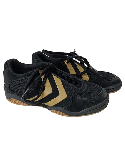 HUMMEL Kinder Sportschuhe Gr. 29 Schwarz Gold Turnschuhe Hallenschuhe