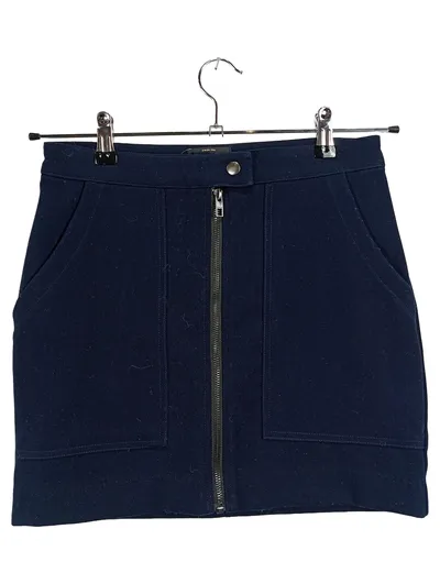 ONLY Damen Rock Minirock Gr. 34 XS Blau Reißverschluss Taschen Casual Basic