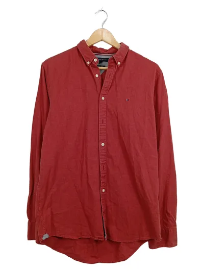 Tommy Hilfiger Herren Freizeithemd Button-Down Langarm Rot Gr. M