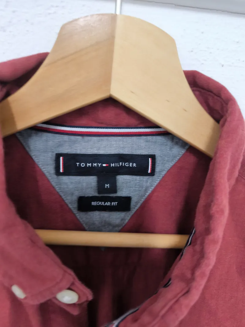 Tommy Hilfiger Herren Freizeithemd Button-Down Langarm Rot Gr. M 3