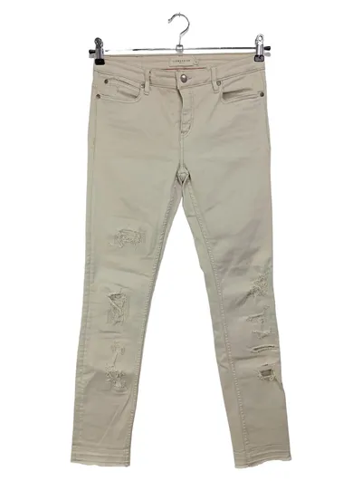 LIEBESKIND Damen Jeans Slim Fit W27/36 Beige Destroyed Casual