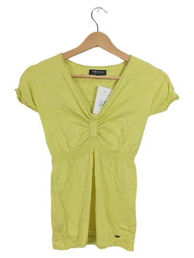 Morgan de Toi Damen Top Shirt Gelb Gr. 36/S V-Ausschnitt Raffung