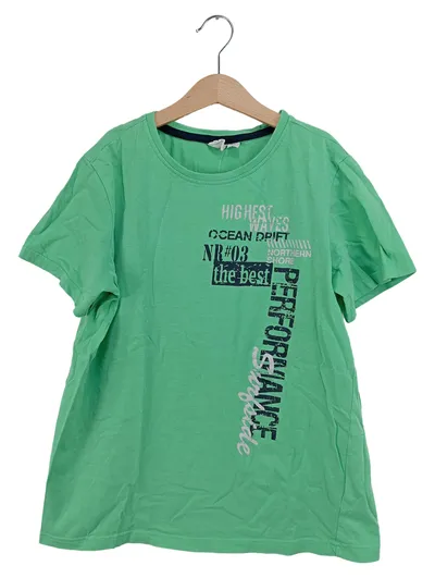 Alive Kinder T-Shirt Gr. 164 Grün Schriftzug Casual Sportlich Baumwolle