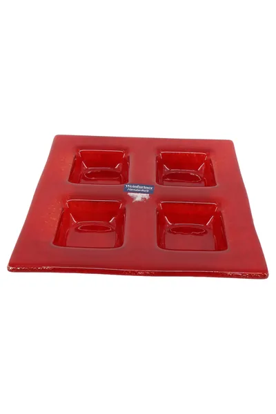 WEINFURTNER Teelichthalter Rot Glas Quadratisch Modern 4-fach Kerzenhalter