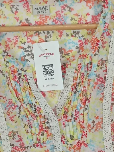Esprit Damen Bluse Gr. 34/XS Blumenmuster Spitze Mehrfarbig
