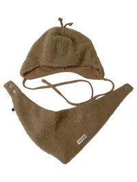 BAUER Mützen Set Kinder Gr. 80 Beige Wolle Baby Mütze Halstuch 1