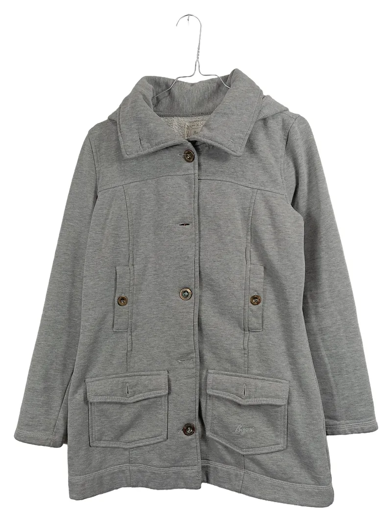 Boysen's Sweatjacke Damen Gr. 36/38 Grau Kapuze Knopfleiste Casual 1