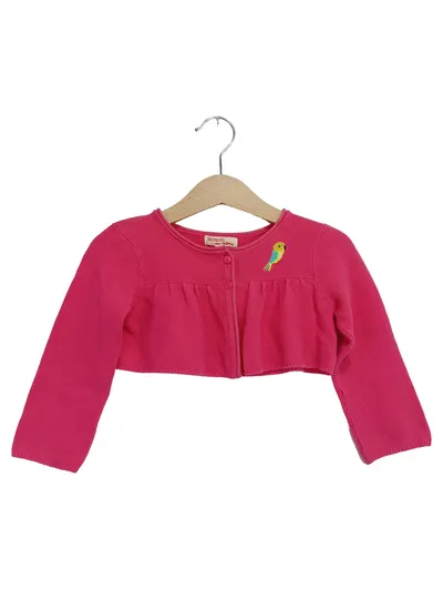 DU PAREIL AU MêME Strickjacke Kinder Gr. 86 Rosa mit Vogel Applikation