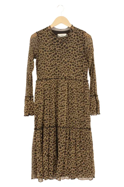 MOVES Freizeitkleid Damen Gr. 36/S Braun Animal-Print Vintage Bohemian Midi