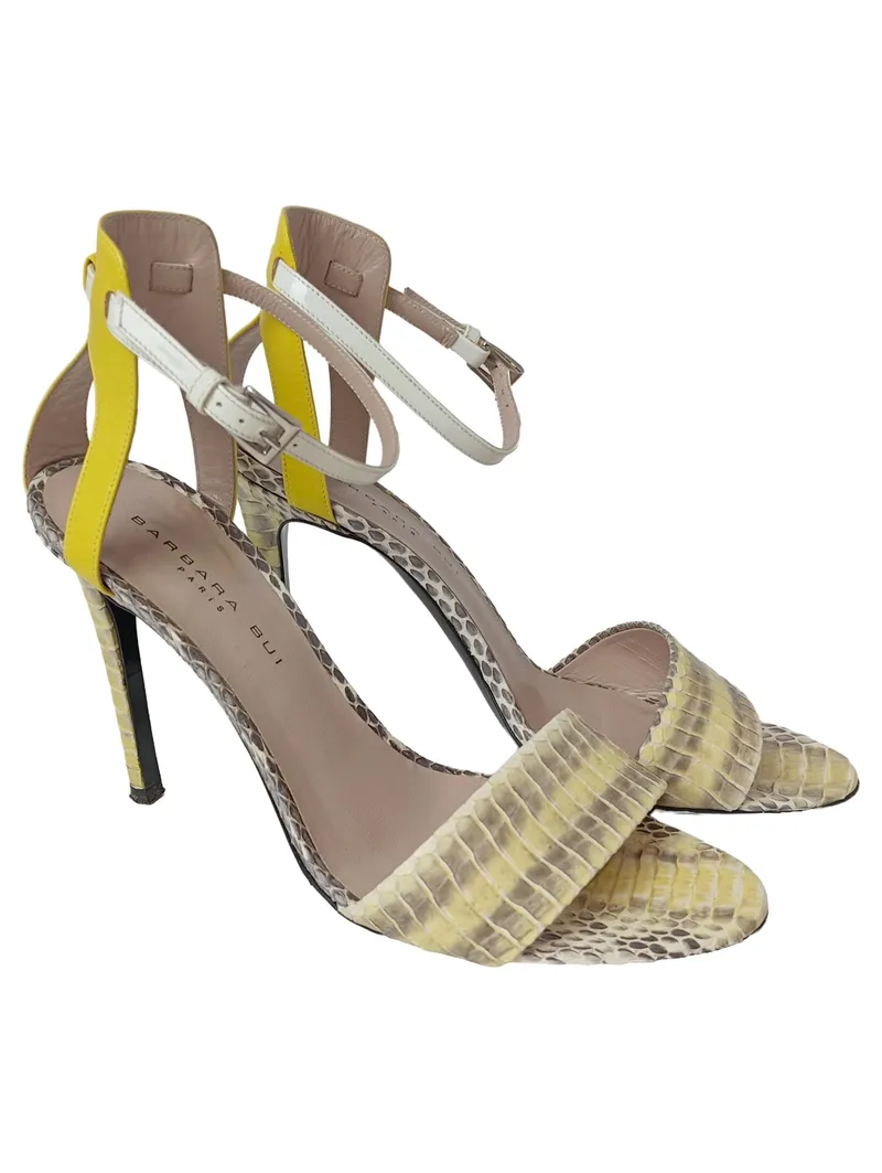 BARBARA BUI Sandaletten Damen 38 Mehrfarbig Schlangenmuster Elegant 10cm Absatz 1