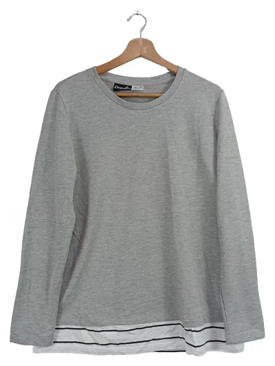 DRESSIN Damen Langarmshirt Gr. 42/XL Grau Layered Look Casual