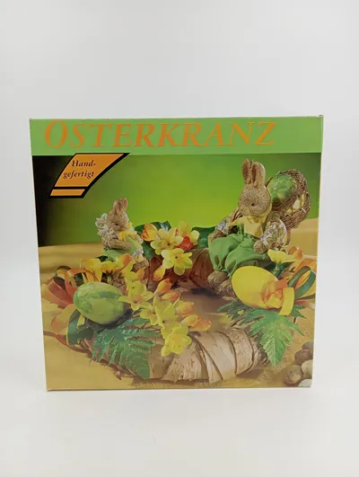 EDUSCHO Dekofigur Osterkranz Hasen Mehrfarbig Charmant Traditionell 25 cm