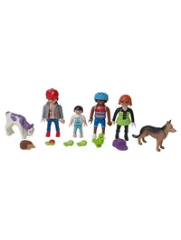 PLAYMOBIL Spielfiguren-Set Familie Kind Mädchen Hund Kuh Igel Mehrfarbig 1