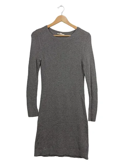 Esprit Strickkleid Damen Wolle Midikleid Rippstrick Grau Gr. 34/XS