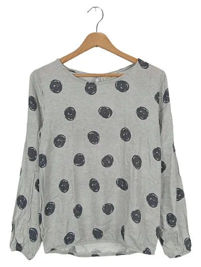 VIA APPIA Damen Langarmshirt Gr. 34/XS Grau Punkte Casual Viskose