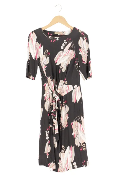 UTA RAASCH Damen Freizeitkleid Gr. 38/M Schwarz Floral Elegant Midikleid