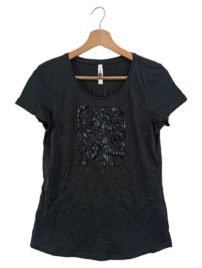 everme Damen T-Shirt Gr. 36/S Schwarz Casual Minimalistisch mit Print