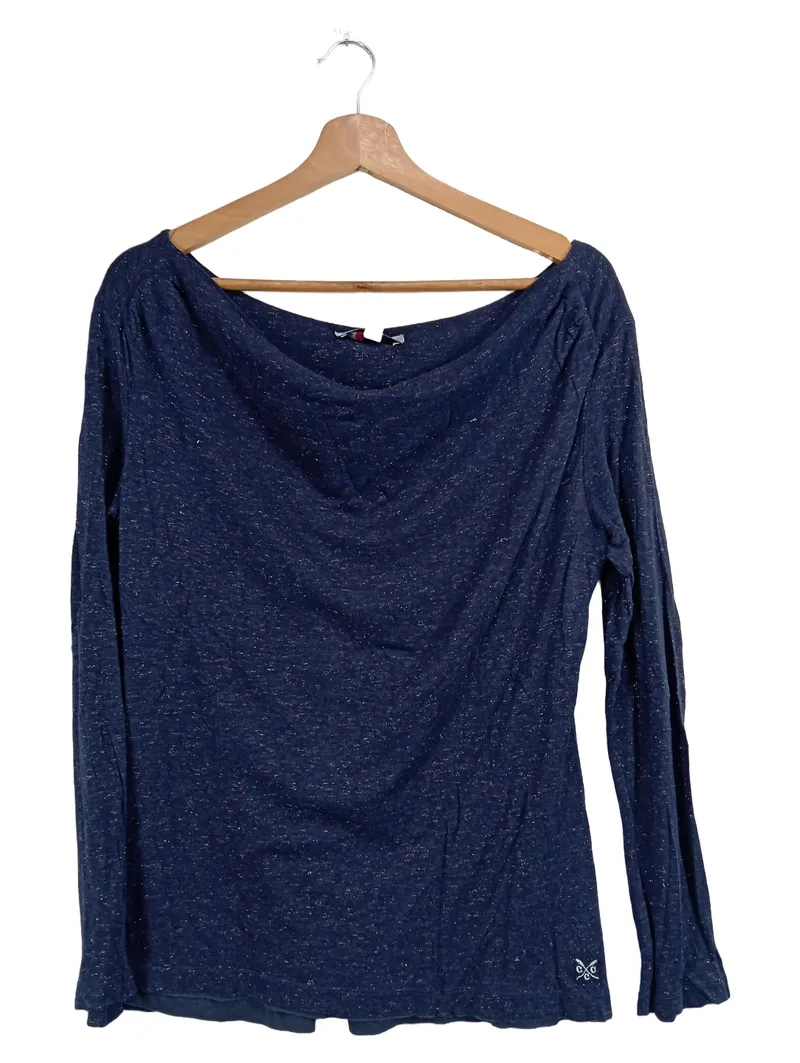 CREW CLOTHING CO. Pullover Damen 40/M Blau Casual Metallic-Look Langarm 1