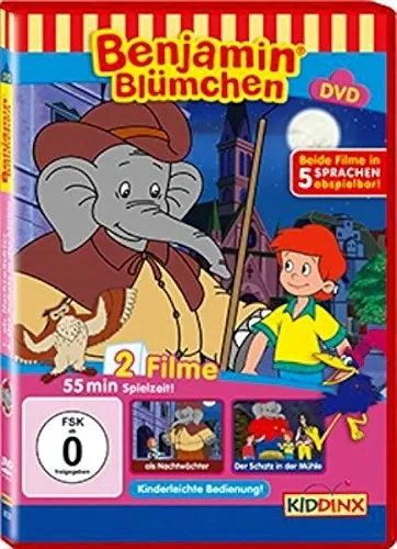 KIDDINX Benjamin Blümchen DVD 2 Filme Nachtwächter Schatz in der Mühle FSK 0