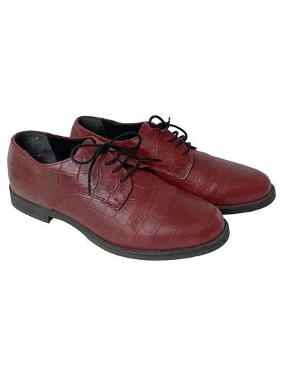 ELLA CRUZ Damen Schnürschuhe Gr. 39 Rot Kroko-Optik Klassisch Elegant