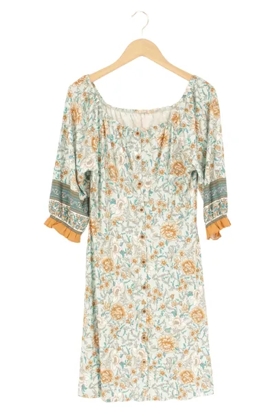 ESQUALO Damen Blusenkleid Gr. 36/S Mehrfarbig Blumenmuster Viskose Midi