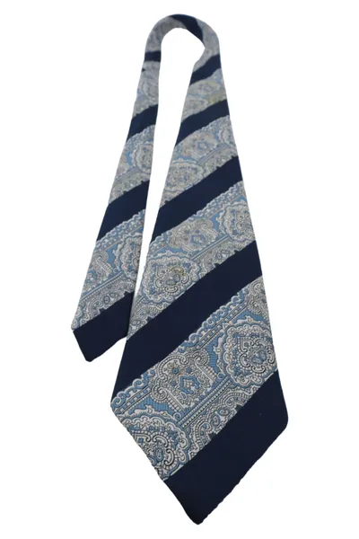 COMMODORE Krawatte Herren Blau Gestreift Paisley Klassisch 140cm Business Binder