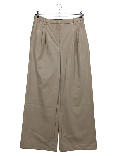 DESIGNERS REMIX Damen Lederhose Beige Gr. 40 (L) Wide Leg Elegant Modern