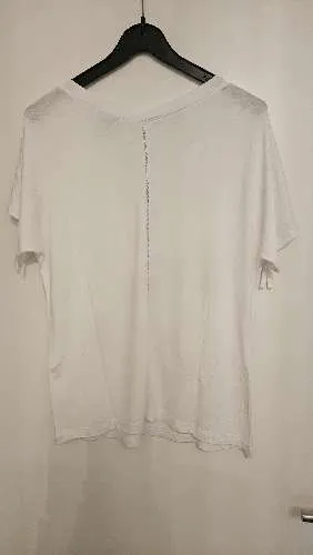 LIBERTY WOMAN Damen T-Shirt Gr. M Weiß V-Ausschnitt Viskose Casual