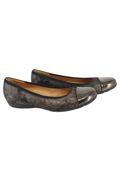 Gabor Hovercraft Damen Ballerinas Grau Metallic-Look Gr. 41, 5 Elegant