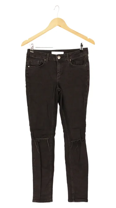 ASOS Damen Jeans Slim Fit W28/36 Schwarz Destroyed Ripped Casual