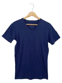 BAMBOO Damen T-Shirt Gr. 36/S Blau Casual V-Ausschnitt Kurzarm 1