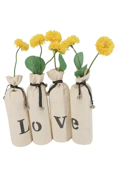 DEPOT Vase Stoff Beige Zylindrisch 'Love' Skandinavisch Rustikal 20cm